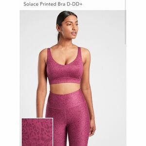 Athleta Solace Printed Sports Bra in Berry NWT SZ XL